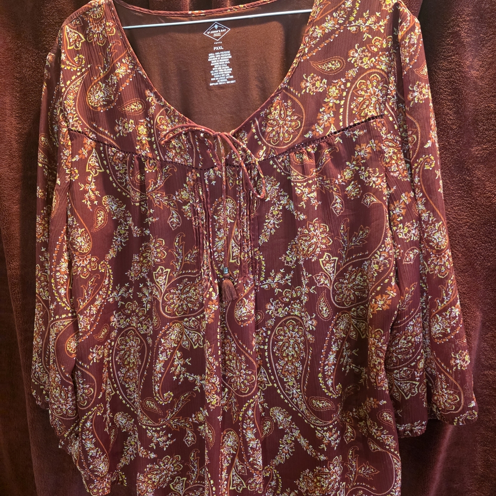 St. John's Bay Burgundy Paisley Women's Top